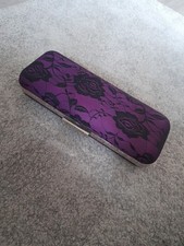 GHD Hardcase Travel Case Holder Black & Purple Floral Lace Design 