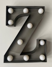 Light Up Alphabet Letter Z LED Brushed Silver Metal Approx. 23cm (9 inches)