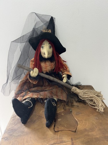 Vintage witch rag doll painted - rag,