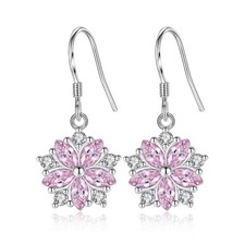 Crystal Snowflake Earrings Necklace 925 Sterling Silver Women Xmas Jewellery Set
