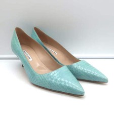 Manolo Blahnik BB 100 Snakeskin Pointed Toe Pumps Aqua Size 40