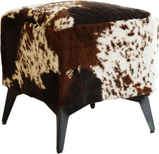 Tricolor Faux Cowhide Ottoman