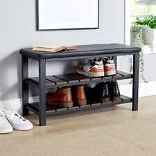 Black Metal Shoe Bench with