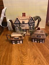 Staffordshire Fine Ceramics Tea Pot ‘the Bakers Inn’ And Sugar Bowl And Milk Jug