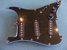 Unused Strat Type SSS Loaded Pickguard, Gloss Black