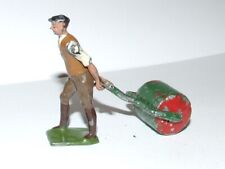 Britains 54mm hollow-cast lead farm figure:  Man pulling / pushing garden roller