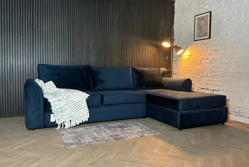 Dfs navy plush style corner - navy,