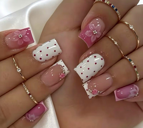 Pink white polka - polka, dot