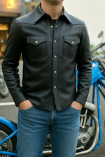 Mens Leather Shirt Western