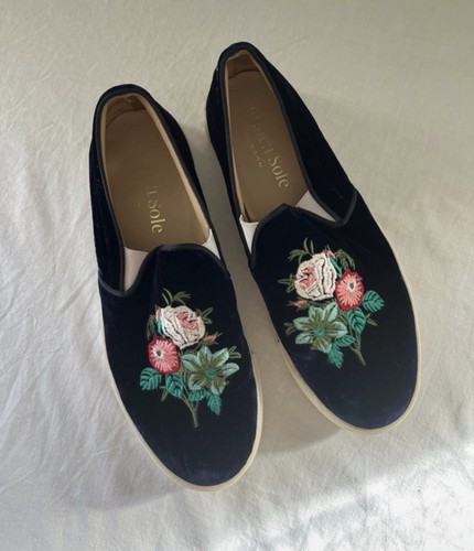 French sole velvet - velvet, embroidered