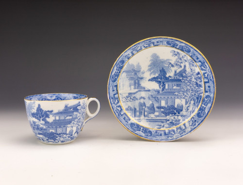Blue white transferware cup - blue,