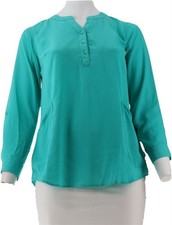Denim & Co Beach Roll-Tab Slv