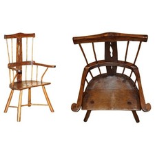 RARE ANTIQUE 18TH CENTURY YEW & OAK WINDSOR ARMCHAIR PRIMATE DESIGN STICK BACK