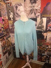 Vintage Y2K Burberry London Blue Cotton Knit Sweater Cardigan GOSFORD Large