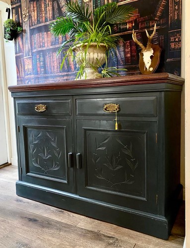 Edwardian mahogany side board - side,