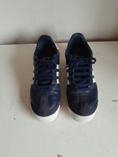 Adidas Samoa Navy & White Leather Lace Up Trainers Size 8 GC