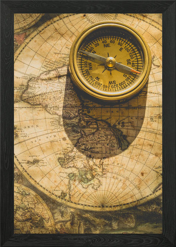 Old world map framed wall - world,