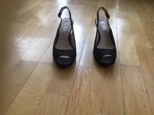 Ladies sparkly open toe sling - open,