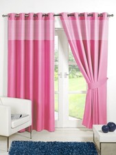Pink Pair of Kids Gingham 66'' x 54'' Eyelet Ring Top Thermal Blackout Curtains