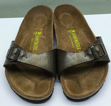 Birkenstock Madrid bronze leather slip on slider sandals size 5 NEW