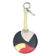 FENDI 7AR455 Mirrored Keychain/Key Ring/Accessory/Bag Charm Leather Women's Blac