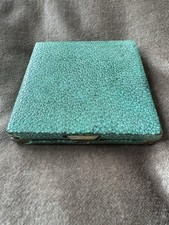 Shagreen and Brass Makeup Powder Compact Box with Mirror 19th Century 