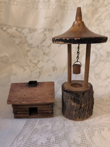 Vintage wooden wishing well - vintage,