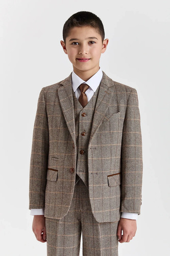 Boys brown herringbone - brown,
