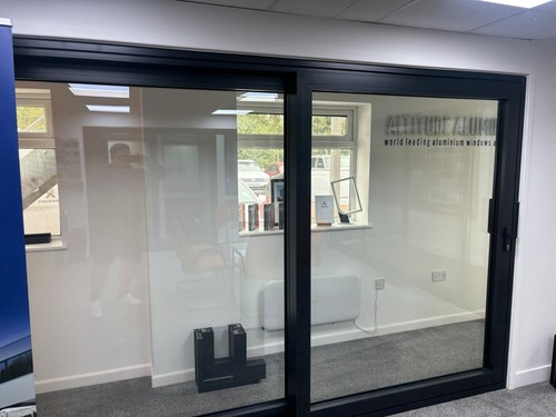 Black aluminium framed sliding - black,