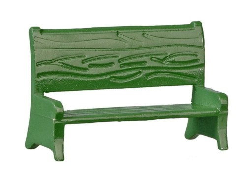 Dolls house green garden bench - dolls,
