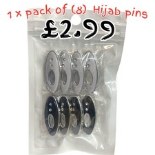 8 PCS Hijab scarf Hat Abaya  Safety Pins Snag free BLACK & WHITE Plastic