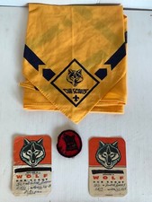 Mid Century Bear Cub Scouts Wolf Patch 1950’s BSA Necker Chief Scarf Boy Scouts