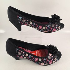 Joe Brown's Heels, Black Floral Open Toe, 2.5" Heels, New with Tags, Size UK6 