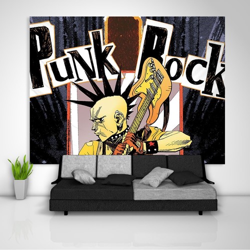 Punk rock tapestry art - tapestry, wall