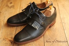 Grenson Black Leather Fringed Monk Derby Shoes Men's UK 10 F US 11 EU 44