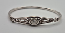 925 Silver Rene Macintosh style cuff bangle Bracelet 10g white stone
