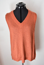MNG V Neck Knitted Vest Burnt Orange L Sleeveless Knit Pullover  Longline