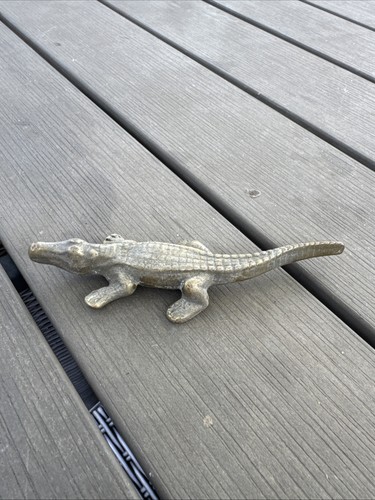 Brass crocodile ornament - brass,