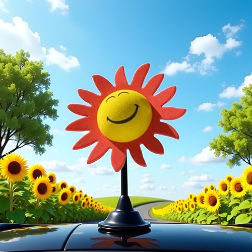 Red sunflower car - car, antenna