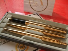 Parker Jotter Set Fountain Pen Ballpoint Pen Pencil Gift Boxed 24K Gold Plated