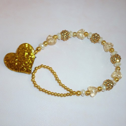 Gold glitter heart shamballa - heart,