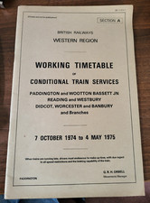 1974 / 75 British Railways Working Timetable Section A Western Region