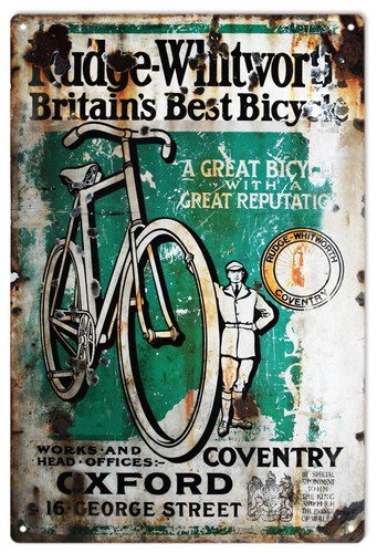 Vintage style metal sign rudge - metal,