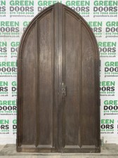 ARCHED CHURCH FRENCH DOORS RECLAIMED TIMBER WOODEN DOUBLE ANTIQUE CHAPEL FRONT