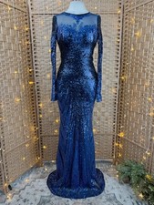 Goddiva Navy Sequin Maxi Dress