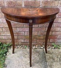 Bevan Funnell Reprodux Three Legged Yew Half Circular Lamp/Console Table