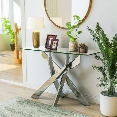 Modern glass console table - glass,