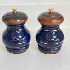 PAIR CERAMIC SALT & PEPPER MILL GRINDERS JAPANESE  IKEDA MECHANISM