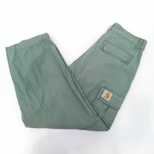 Carhartt Cole Cargo Trousers Size 29 Mens Khaki Green Poplin Cotton FLT30-EP