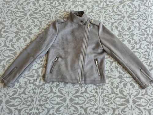 Faux suede biker style jacket - suede,